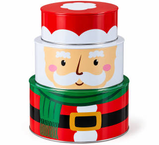 Weihnachtsmann Keksdosen 3er Set – Stapelbare Plätzchendosen aus Metall mit Deckel | 3,95 L